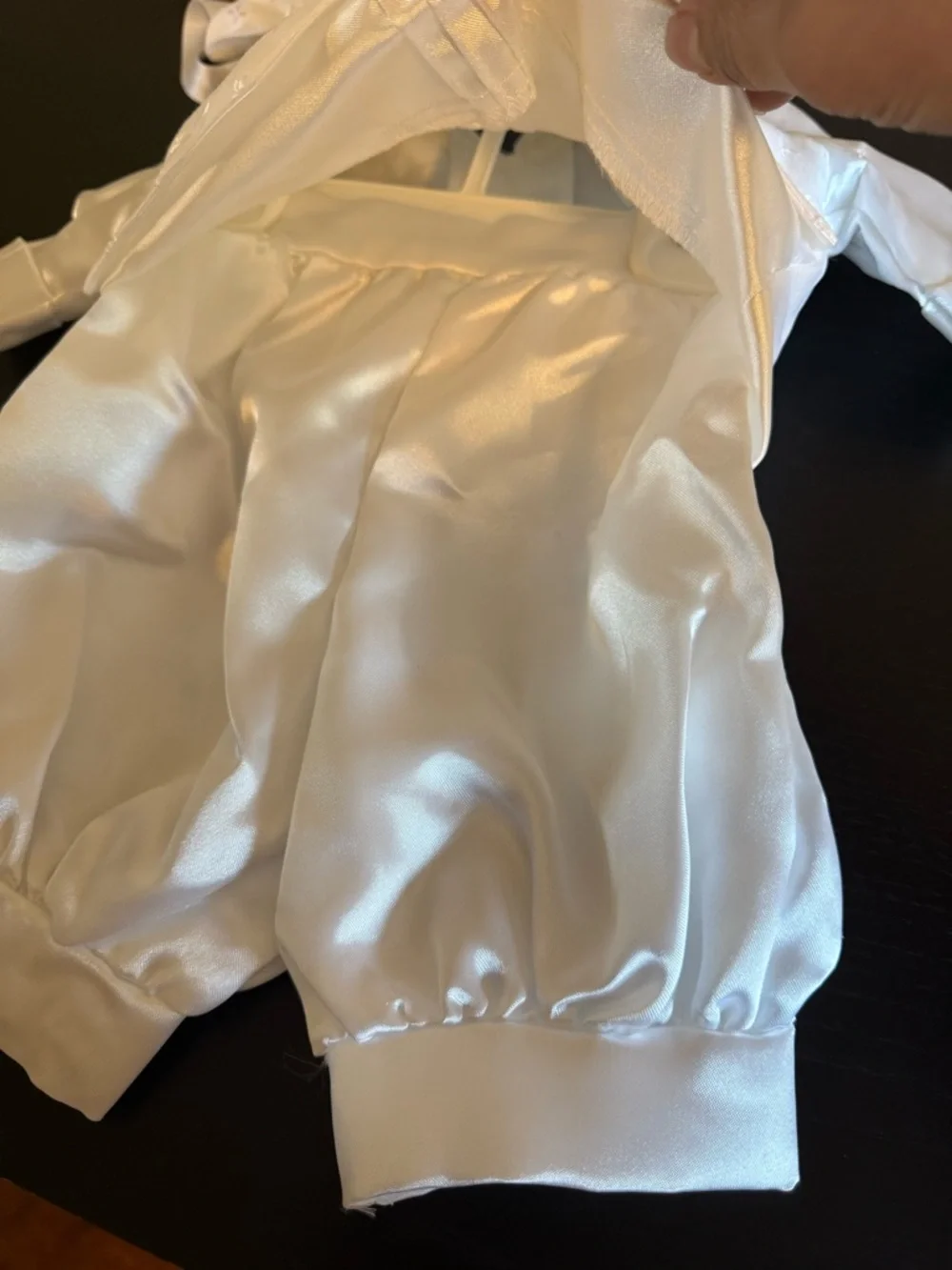 Vtg Baby Boy Christening Baptism Tuxedo Set White Satin Cross Embroidery  6-9M